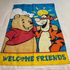 Winnie The Pooh & Tigger Outdoor Flag Welcome Friends‎ Vintage 29”x41”
